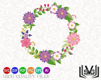 Floral wreath SVG - Laurel wreath SVG - Floral frame SVG - Floral circle svg - Wedding clipart - Wedding cut file - Floral decoration svg