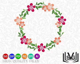 Floral wreath SVG - Laurel wreath SVG - Floral circle SVG - Floral frame svg - Floral clipart - Floral decoration - Wedding svg - Cut file