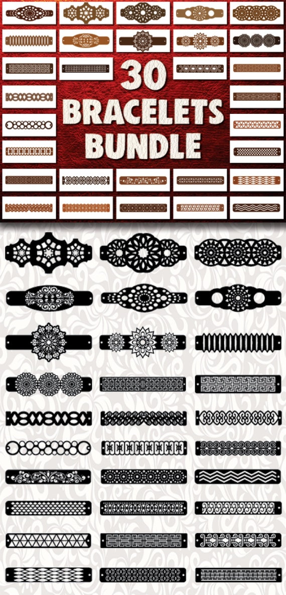 Download Leather Bracelets SVG Bundle Bracelet template Cutting | Etsy