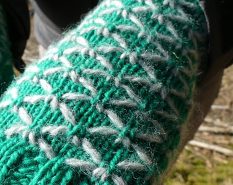 Hand knitted fingerless gloves