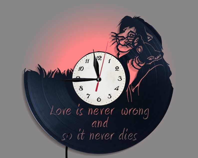 Disney Lion King Simba Vinyl Record Wall Clock Bedroom Art Decor Birthday Gift