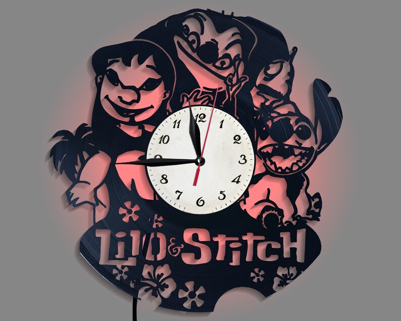 Lilo And Stitch Led Wall Clock Disney Decor Vinyl Record Clock Lilo And Stitch Art