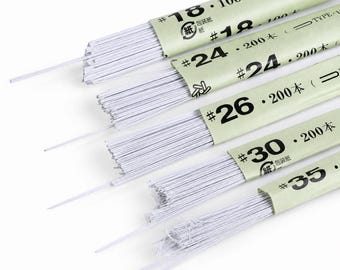 Japanese floral wire paper banding 36 cm (14 inches) length White 100/200pcs per pack Papyrus braided wire