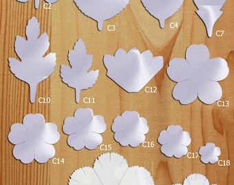 Fabric flower cut outs stamped petals leaves Pre-starched stiffened ready for use japanese fabric 50pcs per pack flower makiing