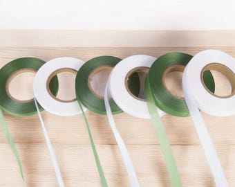 Professional white green silk tape 5 mm 8 mm 12 mm 46 m per roll for making silk flowers Japanese tape