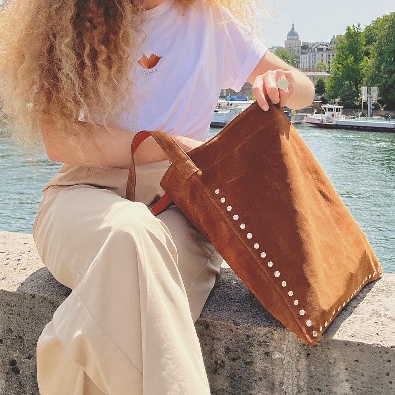 tote camel suede