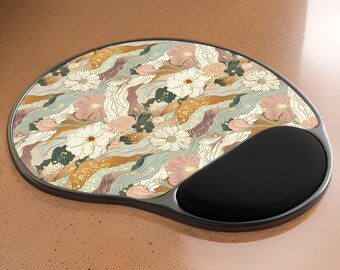 Vintage Japan aesthetic mousepad |Ergonomic mousepad with wrist support |Metallic Dark Art Nouveau Aesthetic |Gift Birthday Her