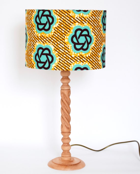 Green Drum Lampshade Nata African Print - African Print Lampshades Green Drum Lampshade Nata African Print - African Print Lampshades