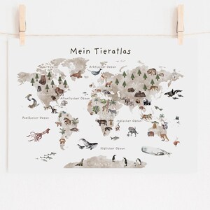 DOWNLOAD ALLEMAND versione mappa del mondo mappa mondo BAMBINO bambino camera di gioco animali poster kinder carosello zimmer
