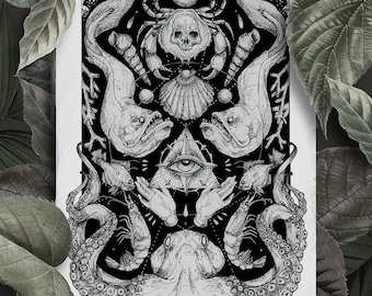 40x60cm print vintage ocean illustration poster