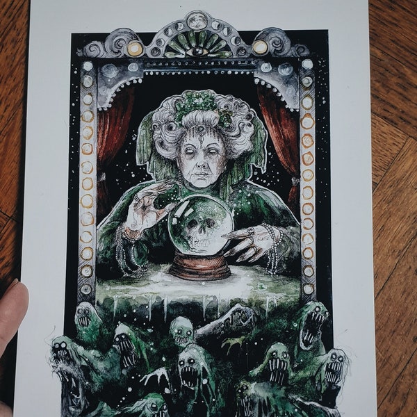 Set of 3 cards illustration creepy carnival vintage watercolor minimaki circus funfair