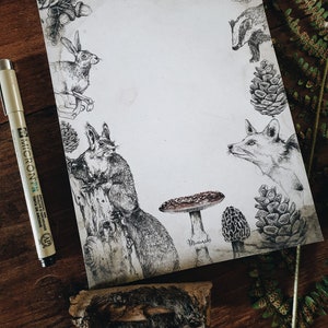 notepad A5 50 sheets illustration forest animals woodland autumn