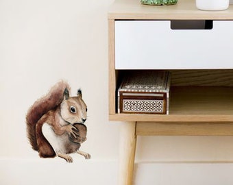 Squirrel sticker wall sticker forest woodland watercolor room decoration