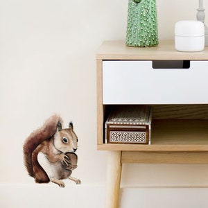 Squirrel sticker wall sticker forest woodland watercolor room decoration