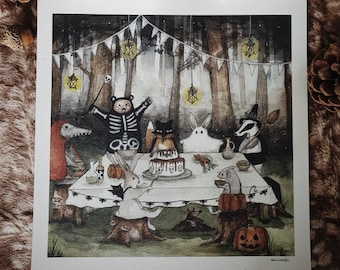 Halloween Card illustration 21cm enchanted forest woodland magic fairy minimaki
