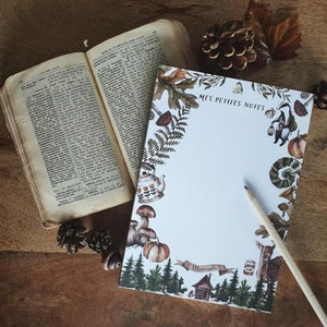 bloc notes A5  50 feuilles illustration foret animaux woodland automne