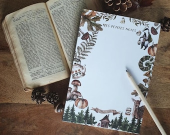 A5 notepad 50 sheets forest animals woodland autumn illustration