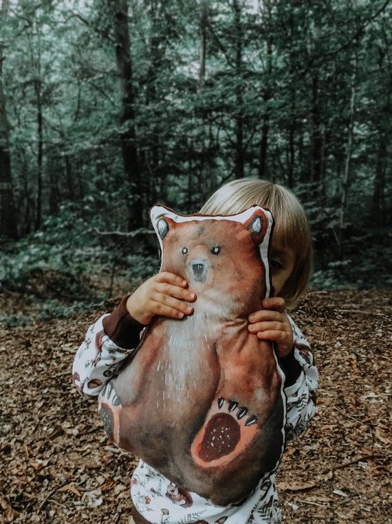 BEAR cushion animal shape forest watercolor decoration