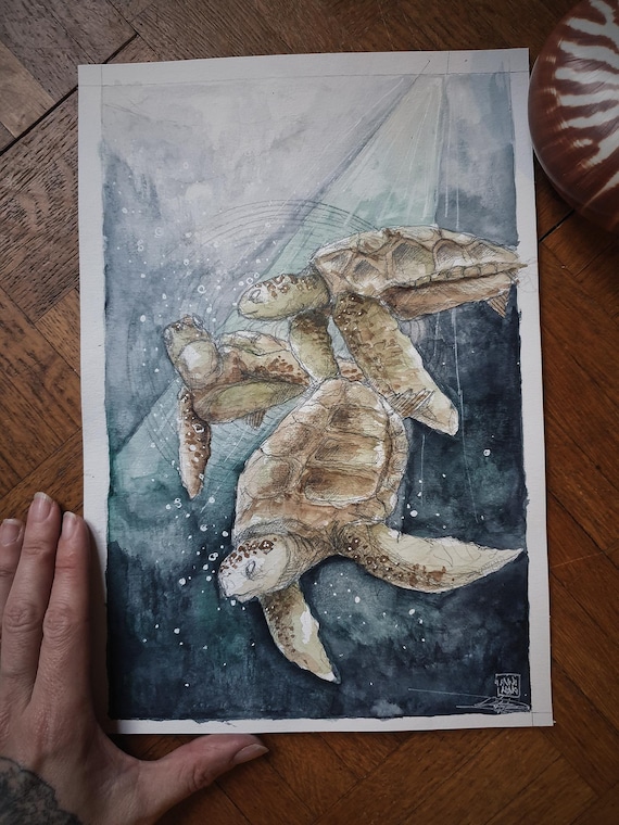 original watercolor oracle ocean mythical card minimaki