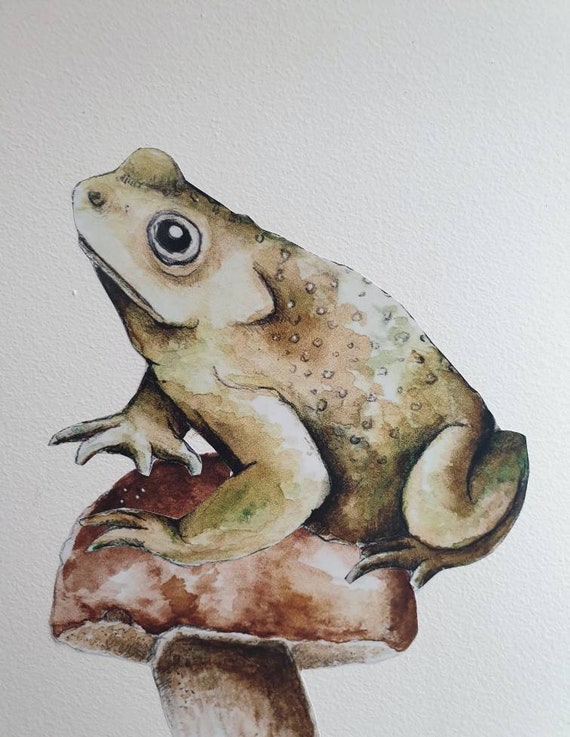 Frog toad sticker, watercolor woodland forest wall sticker bedroom decoration