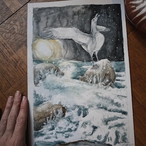aquarelle originale oracle ocean mythique carte minimaki