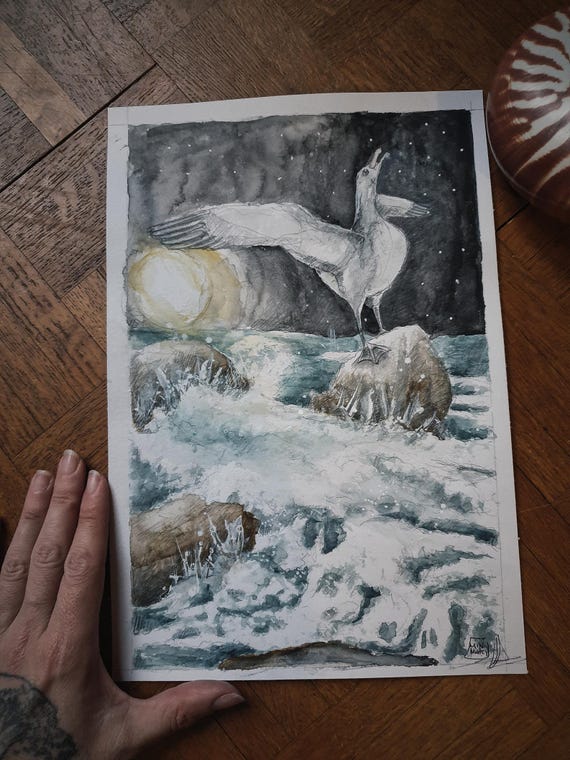 original watercolor oracle ocean mythical card minimaki