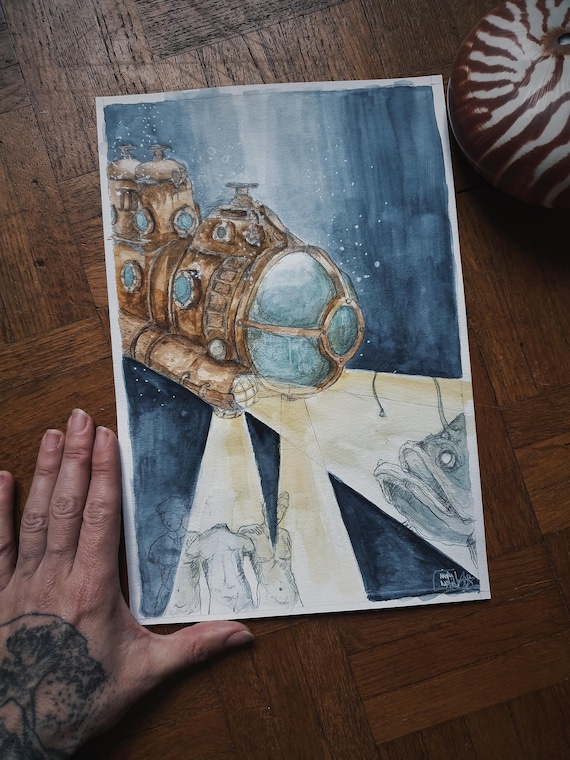 original watercolor oracle ocean mythical card minimaki
