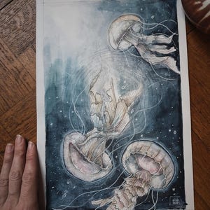 aquarelle originale oracle ocean mythique carte minimaki