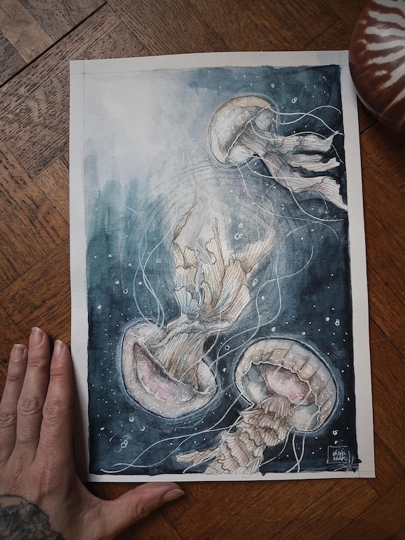 original watercolor oracle ocean mythical card minimaki