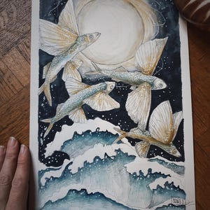 aquarelle originale oracle ocean mythique carte minimaki