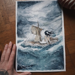 aquarelle originale oracle ocean mythique carte minimaki