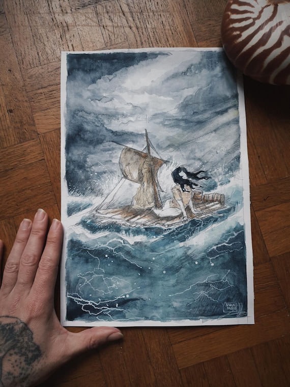 original watercolor oracle ocean mythical card minimaki