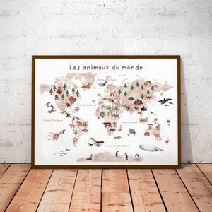 affiche seule GEANTE poster carte du monde animaux français rentrée scolaire education apprentissage image 4