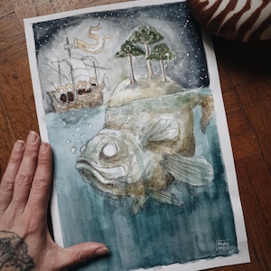 aquarelle originale oracle ocean mythique carte minimaki