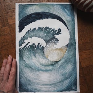 aquarelle originale oracle ocean mythique carte minimaki