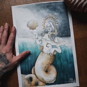 aquarelle originale oracle ocean mythique carte minimaki
