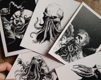 Crea tu propio conjunto de cartas firmadas a mano: Lovecraft, Cthulhu, Arte Oscuro.