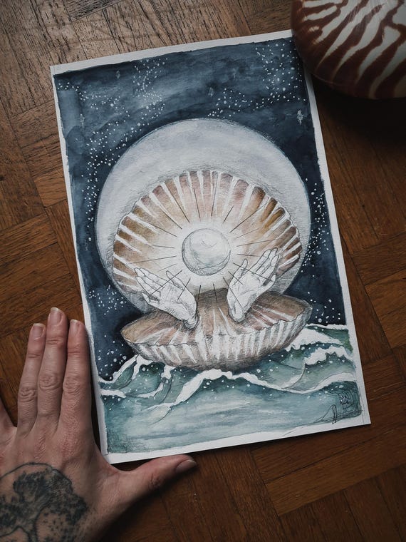original watercolor oracle ocean mythical card minimaki