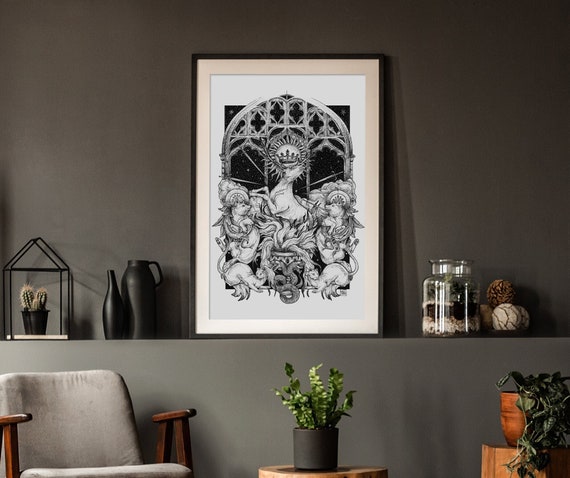 poster deer forest gothic cosmos magic celestial watercolor