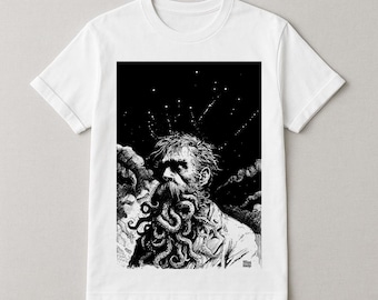 lovecraft cthulhu t shirt zwart wit zeefdruk minimaki
