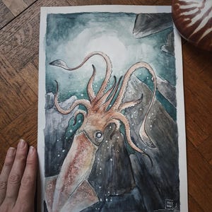 aquarelle originale oracle ocean mythique carte minimaki