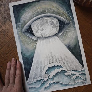 aquarelle originale oracle ocean mythique carte minimaki