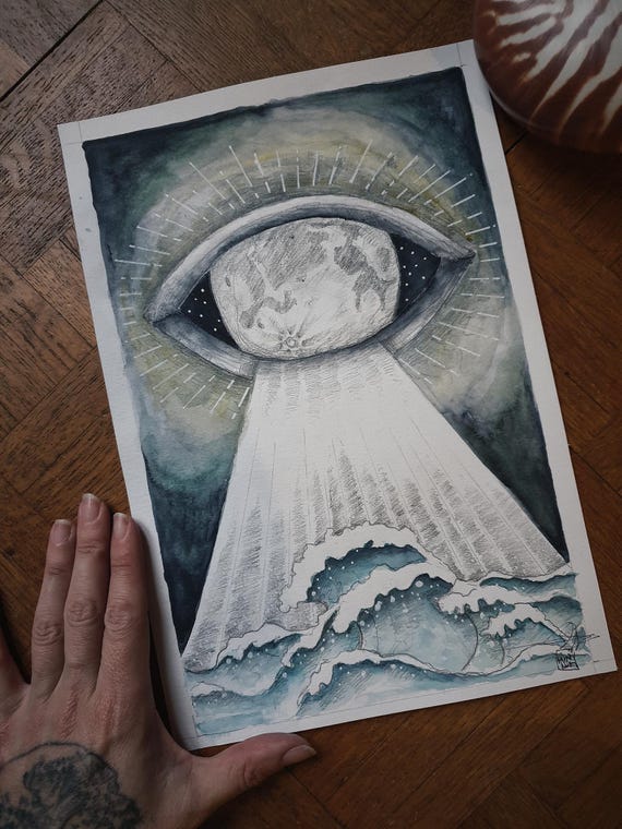 original watercolor oracle ocean mythical card minimaki