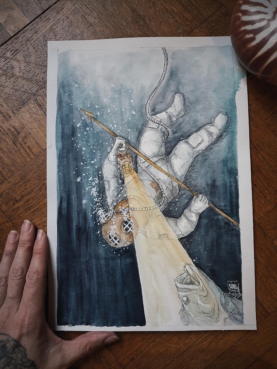 original watercolor oracle ocean mythical card minimaki