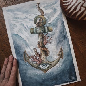 aquarelle originale oracle ocean mythique carte minimaki