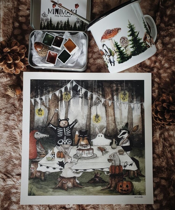 Halloween Card illustration 21cm enchanted forest woodland magic fairy minimaki