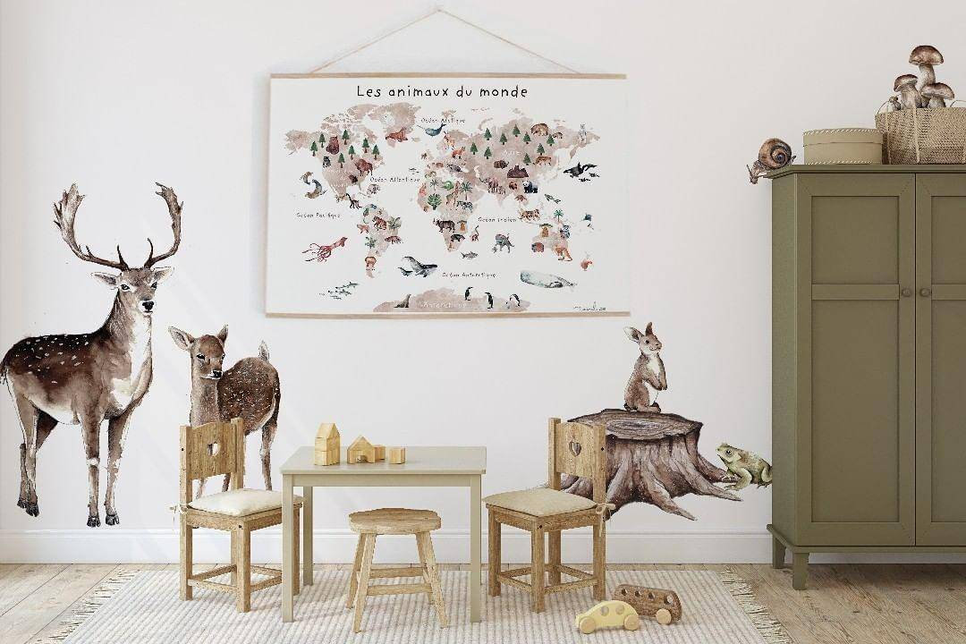 Sticker Rabbit Wall Sticker Forest Woodland Watercolor Decoration Room
