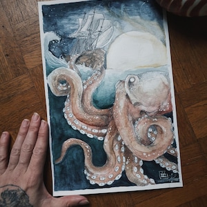 aquarelle originale oracle ocean mythique carte minimaki