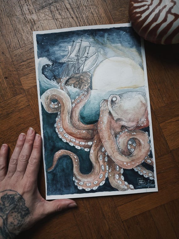 original watercolor oracle ocean mythical card minimaki