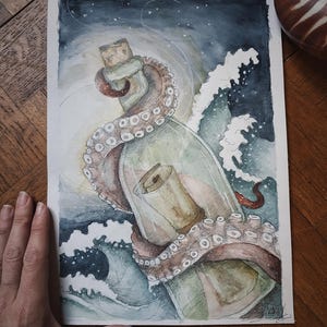 aquarelle originale oracle ocean mythique carte minimaki